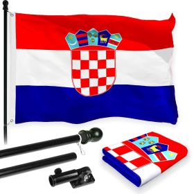 Combo Pack 6 Ft Tangle Free Spinning Flagpole Black Croatia Croatian Flag 3x5 ft Printed 150D Brass Grommets Flag Included Aluminum Flag Pole
