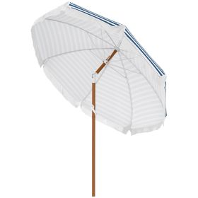 Outsunny Patio Shade: 7x7 ft, Stylish Blue Umbrella with Tilt and Vent, Fringed Ruffles for Enhanced Outdoor Decor|