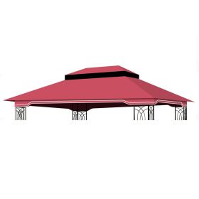 10x12 Ft Outdoor Patio Gazebo Replacement Canopy,Double Tiered Gazebo Tent Roof Top Cover Only(Frame Not Include)-Red