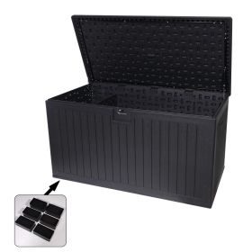 230 Gallon Resin Outdoor Deck Box Waterproof, Extra Large Patio Storage Box with Lockable Storage Containers for Patio Furniture Cushions