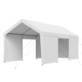 Carport Car Canopy 10x20FT Heavy Duty Outdoor Car Shelter with Sidewalls White