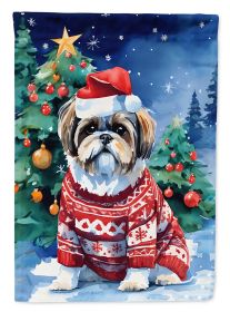 Shih Tzu Christmas Garden Flag Mailbox Flag Decorative Yard Flag Banner Outside Patio Artwork Yard Flower Beds, Garden Size, Multicolor (Default: Default)